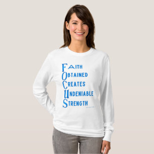 Camiseta AMMO Roupa USA Foco Acrônimo de Leve Longa da Mulh