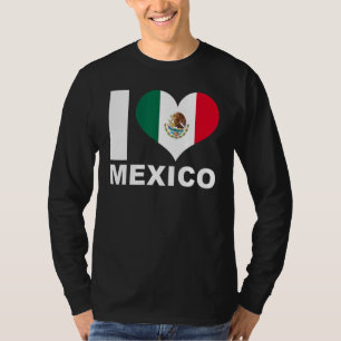 Camiseta Amo a bandeira do Coração do México México
