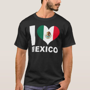 Camiseta Amo a bandeira do Coração do México México