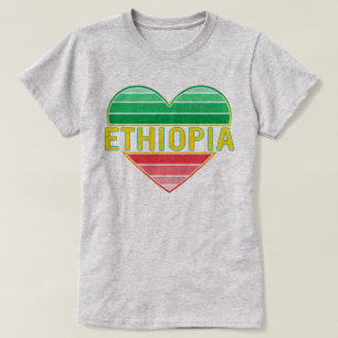Camiseta Amo a Etiópia, Coração Etíope