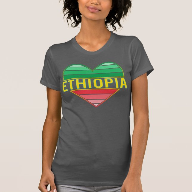 Camiseta Amo a Etiópia, Coração Etíope (Frente)