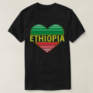Camiseta Amo a Etiópia, Coração Etíope