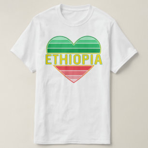 Camiseta Amo a Etiópia, Coração Etíope