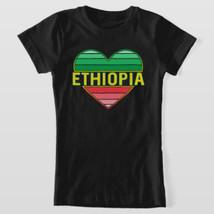 Camiseta Amo a Etiópia, Coração Etíope