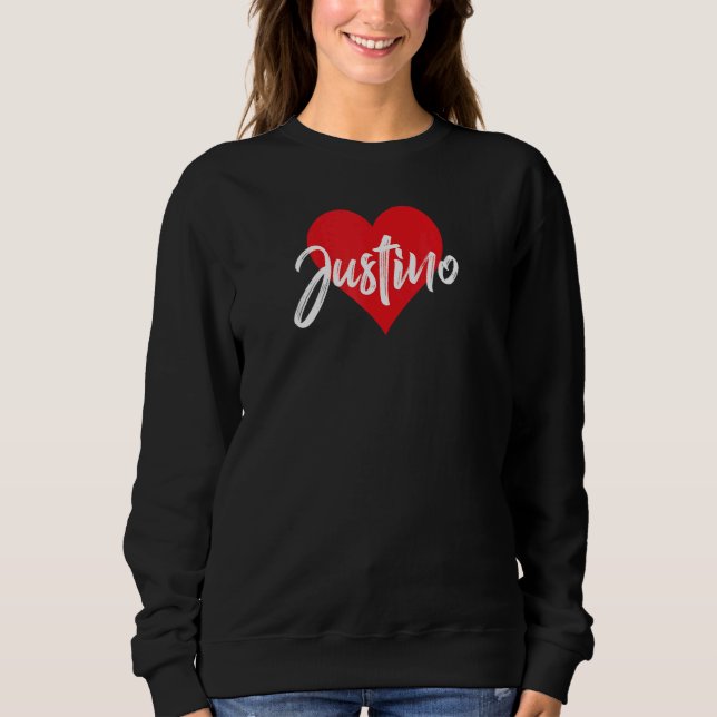 Camiseta Amo A Justino Primer Nombre Yo Corazón (Frente)