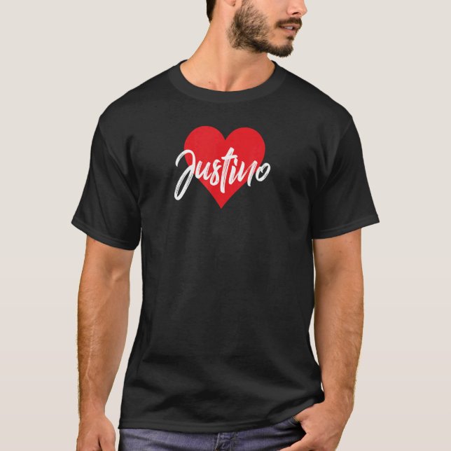 Camiseta Amo A Justino Primer Nombre Yo Corazón (Frente)