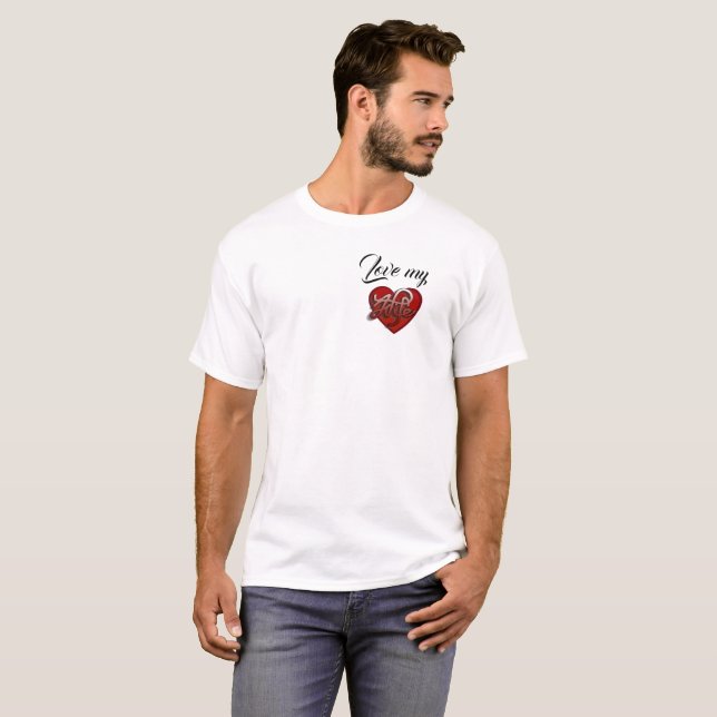 Camiseta Amo a minha design do Coração da Esposa (Frente Completa)