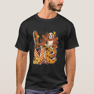 Camiseta Amo, Ação de Graças, Turfa-Beagle Cute Caiu