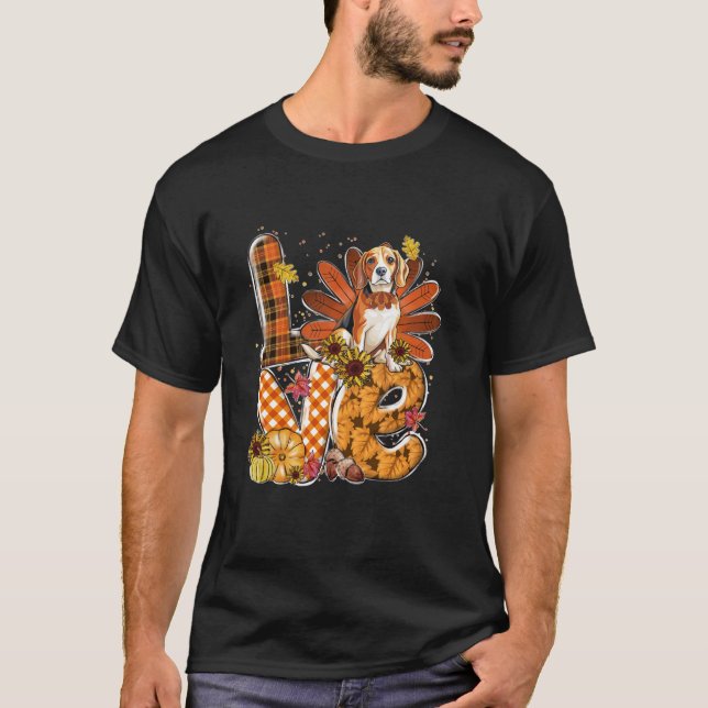 Camiseta Amo, Ação de Graças, Turfa-Beagle Cute Caiu (Frente)