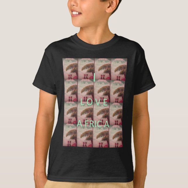 Camiseta Amo África - Padrão paisagístico cultural (Frente)