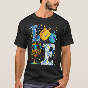 Camiseta Amo as Decorações de Chanucá Bonito Dreidel Menora