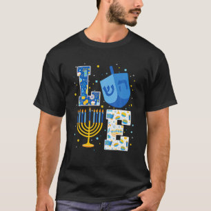 Camiseta Amo as Decorações de Chanucá Bonito Dreidel Menora