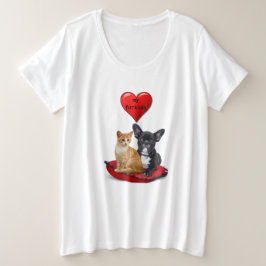 Camiseta Amo Bulldogues Franceses e Mulheres Gatos
