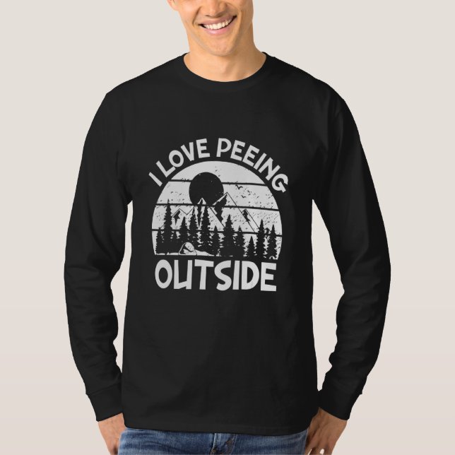 Camiseta Amo Camping Ping I Love Peeing Lá Fora (Frente)