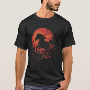Camiseta Amo Cavalo Pôr do Sol Fazendeiro Fofo Equestre Fem