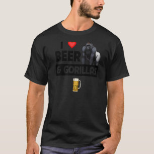 Camiseta Amo Cerveja e Gorilas Bebendo Ape Wildlife Mon