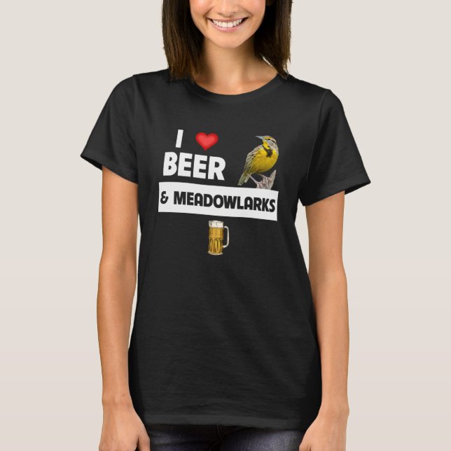 Camiseta Amo Cerveja e Meadowlarks Ocidentais Kansas State  (Frente)