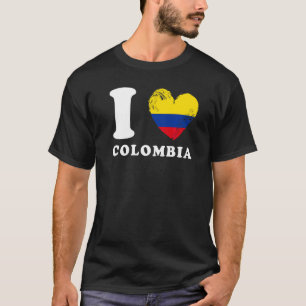 Camiseta Amo Colômbia Heart Flag Colombia