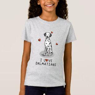 Camiseta Amo Dalmatianos (preto 1) Corações Bonitos