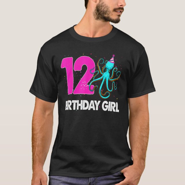 Camiseta Amo De Aniversário 12 Octopus (Frente)