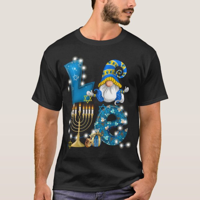 Camiseta Amo Gnome Hanukkah Decorações Chanukah (Frente)