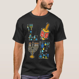 Camiseta Amo Hanukkah Decorações Dreidel Menorah Chanuka