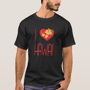 Camiseta Amo Hawaii Heart Aloha Flower Hawaiian Women Me