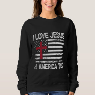 Camiseta Amo Jesus e América Demais Mulheres Homens EUA 1