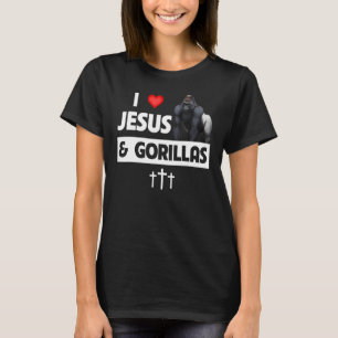 Camiseta Amo Jesus e Gorilas Christian Ape Wildlife M