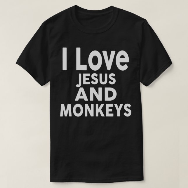 Camiseta Amo Jesus e MACACOS. (Frente do Design)