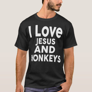 Camiseta Amo Jesus e MACACOS.