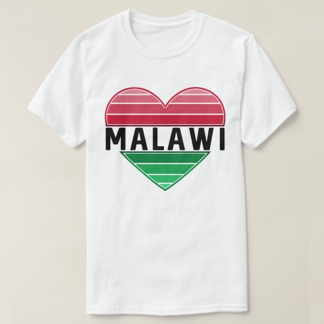 Camiseta Amo Malawi, Coração Malawi (Frente do Design)