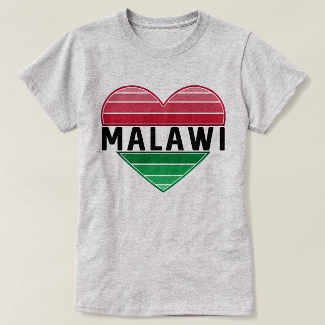 Camiseta Amo Malawi, Coração Malawi (Frente do Design)