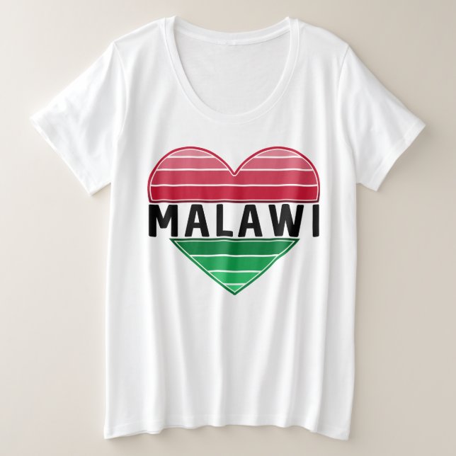Camiseta Amo Malawi, Coração Malawi (Frente do Design)