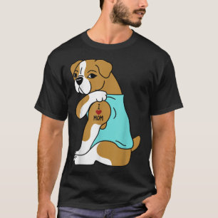 Camiseta Amo mamãe Tatto Inglês Bulldog Engraçado Mãe D
