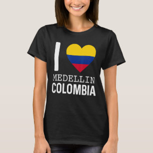 Camiseta Amo Medellín Colômbia Mapa de Sinalizador do Orgul