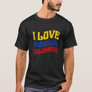 Camiseta Amo Medellín Colômbia Mapa de Sinalizador do Orgul