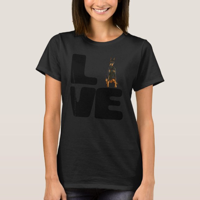 Camiseta Amo meu cachorro Doberman Pinscher (Frente)