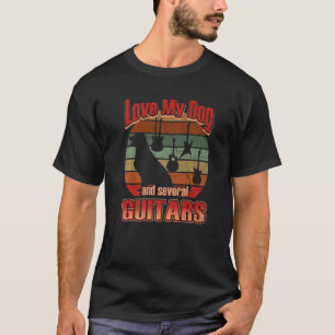 Camiseta Amo Meu Cachorro E Vários Violões Cachorro Fofo E