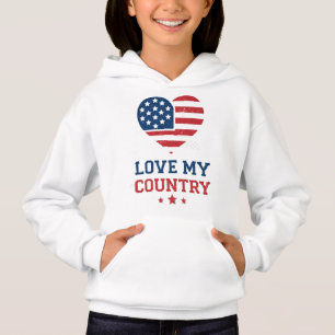 Camiseta Amo Meu País Coração Patriótico Bandeira dos EUA V