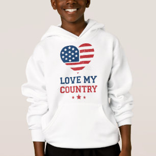 Camiseta Amo Meu País Coração Patriótico Bandeira dos EUA V