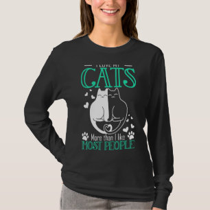 Camiseta Amo Meus Gatos Mais Do Que Gosto Da Maioria Das Pe