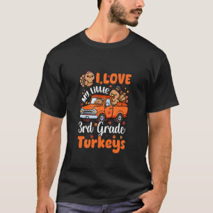 Camiseta Amo meus pequenos perus da 3ª série Dia de Ação de