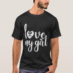 Camiseta Amo Minha Garota Lacrosse Lax Jogadora Mãe Pai