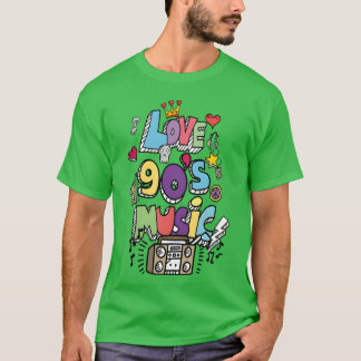 Camiseta Amo Música dos Anos 90 engraçado