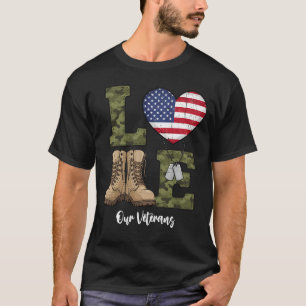 Camiseta Amo Nossa Bandeira Americana Coração Presente Mili