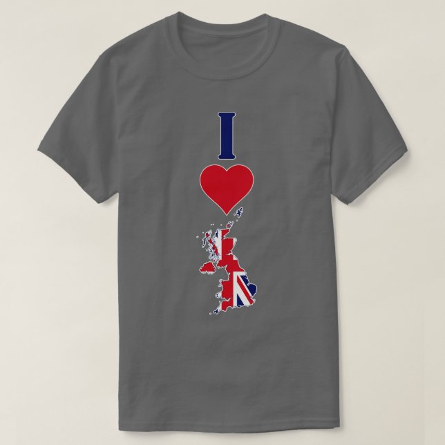 Camiseta Amo o Reino Unido Vertical I Heart UK Flag (Frente do Design)