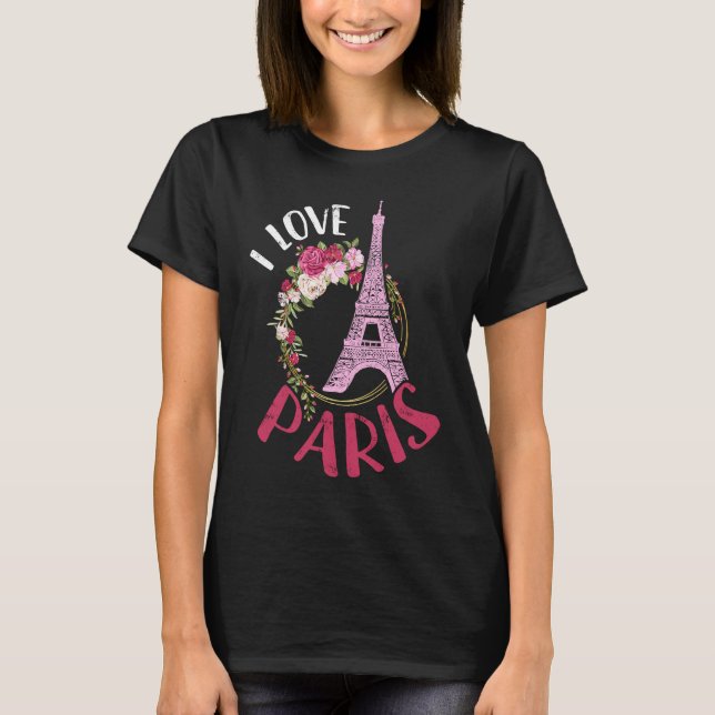 Camiseta Amo Paris Eiffel Tower Paris Feriado França (Frente)
