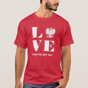 Camiseta Amo Polônia Polonês Polska Águia Branca Texto Pers