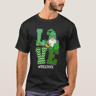 Camiseta Amo Professora Pré-Escolar Dia de São Patrício Gno